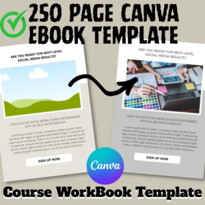 250 page book Template, Canva eBook Template, Course WorkBook Template, How to Create e-Book, PLR & MRR Rights